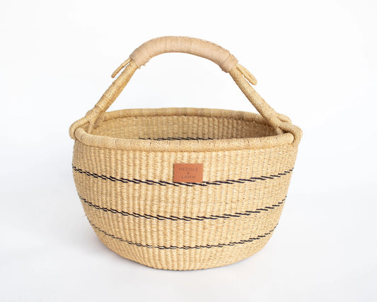Amma Bolga Market Basket with Natural Leather Handle