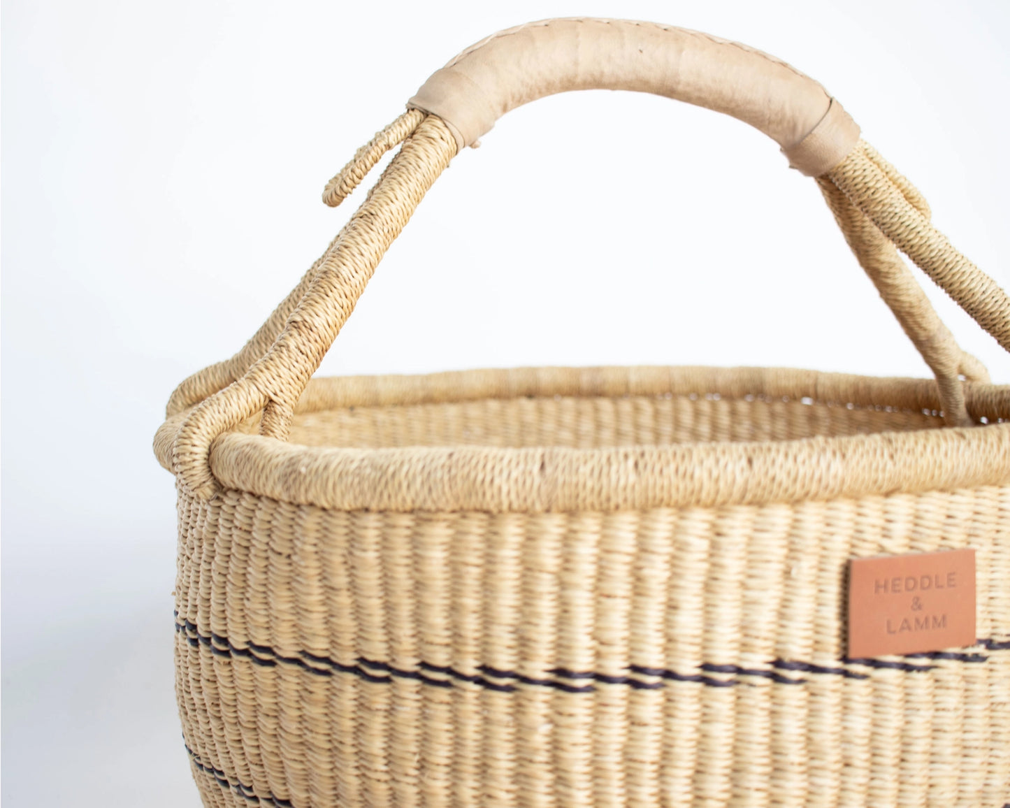 Amma Bolga Market Basket with Natural Leather Handle