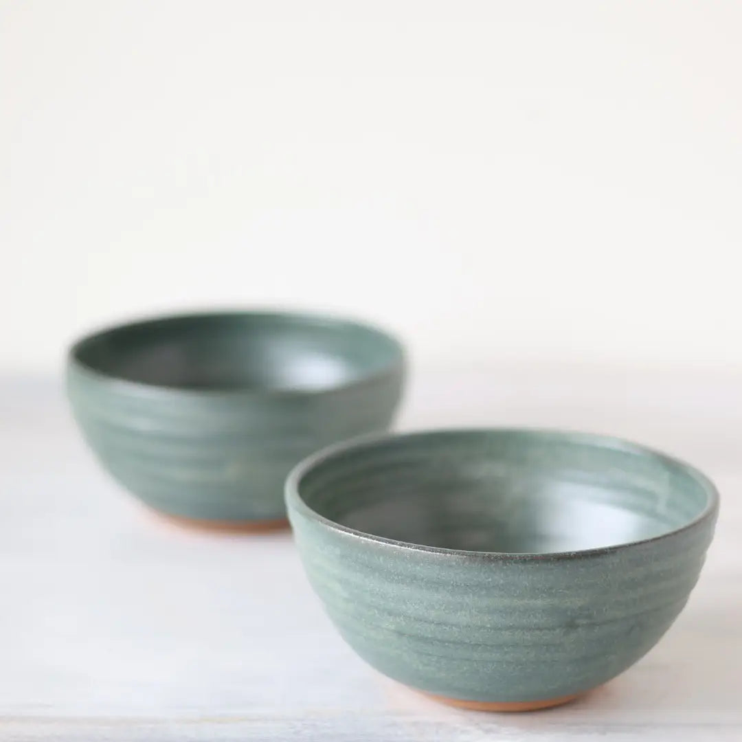 hand thrown ceramic bowls, Lagoon matte glaze, soup, salad or ice cream