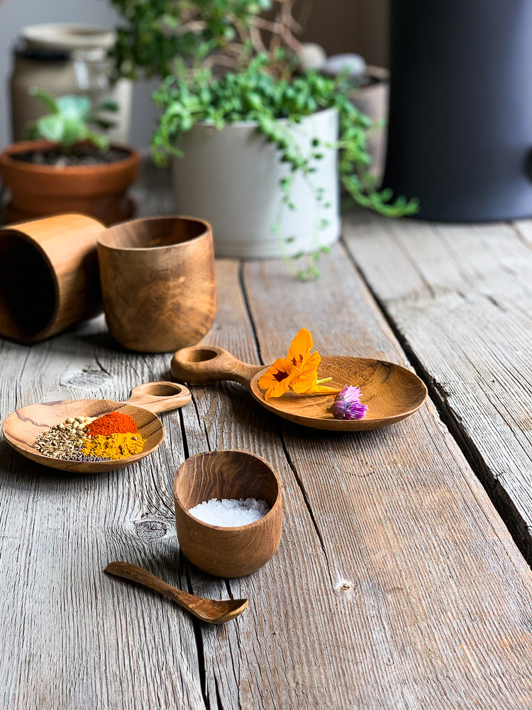 Salt Cellar, Teak wood salt cellar from Bali, #saltcellar www.bowlandpitcher.com