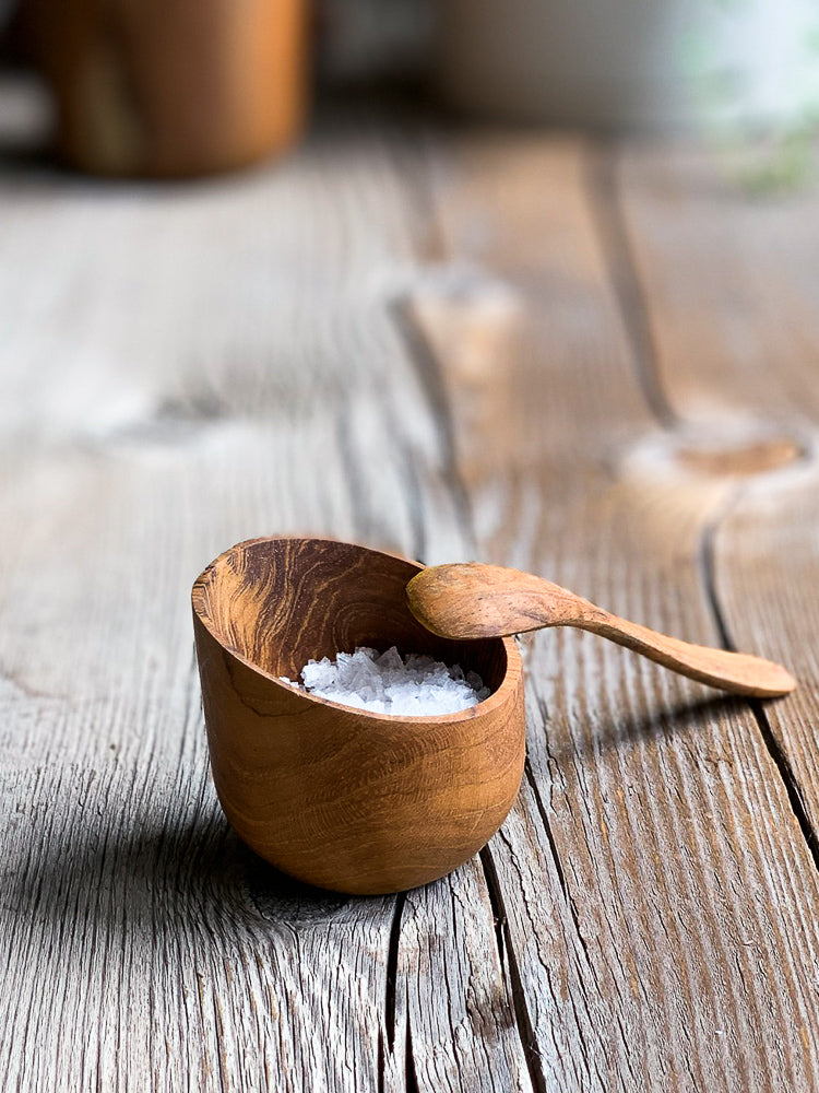 Salt Cellar, Teak wood salt cellar from Bali, #saltcellar www.bowlandpitcher.com