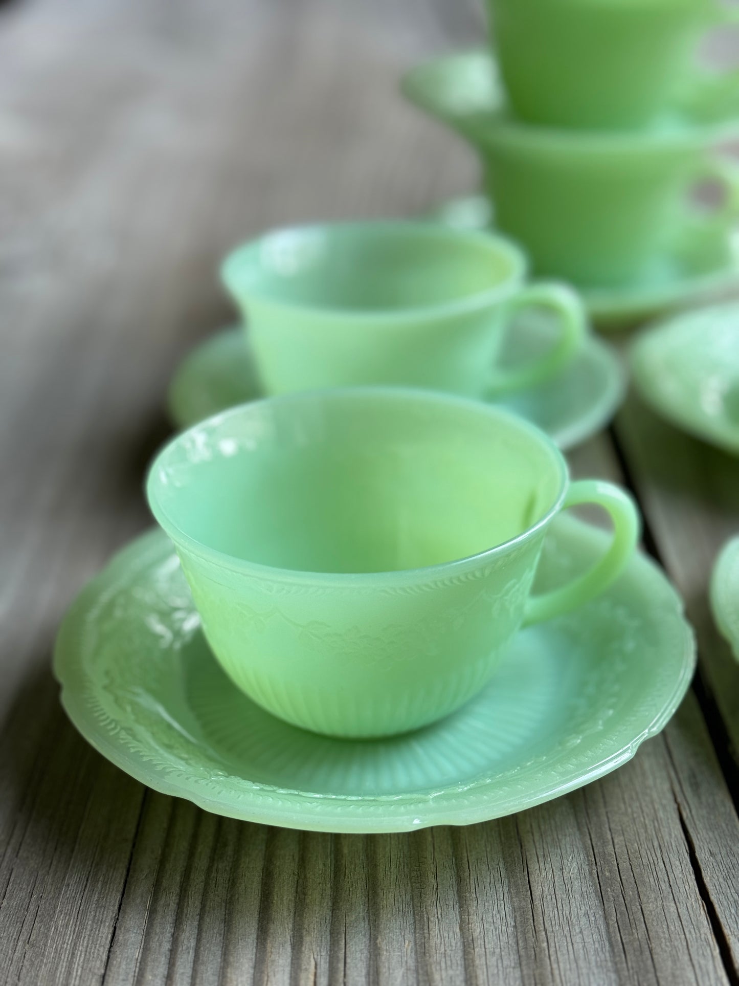 Vintage Jadeite Cups and Saucers