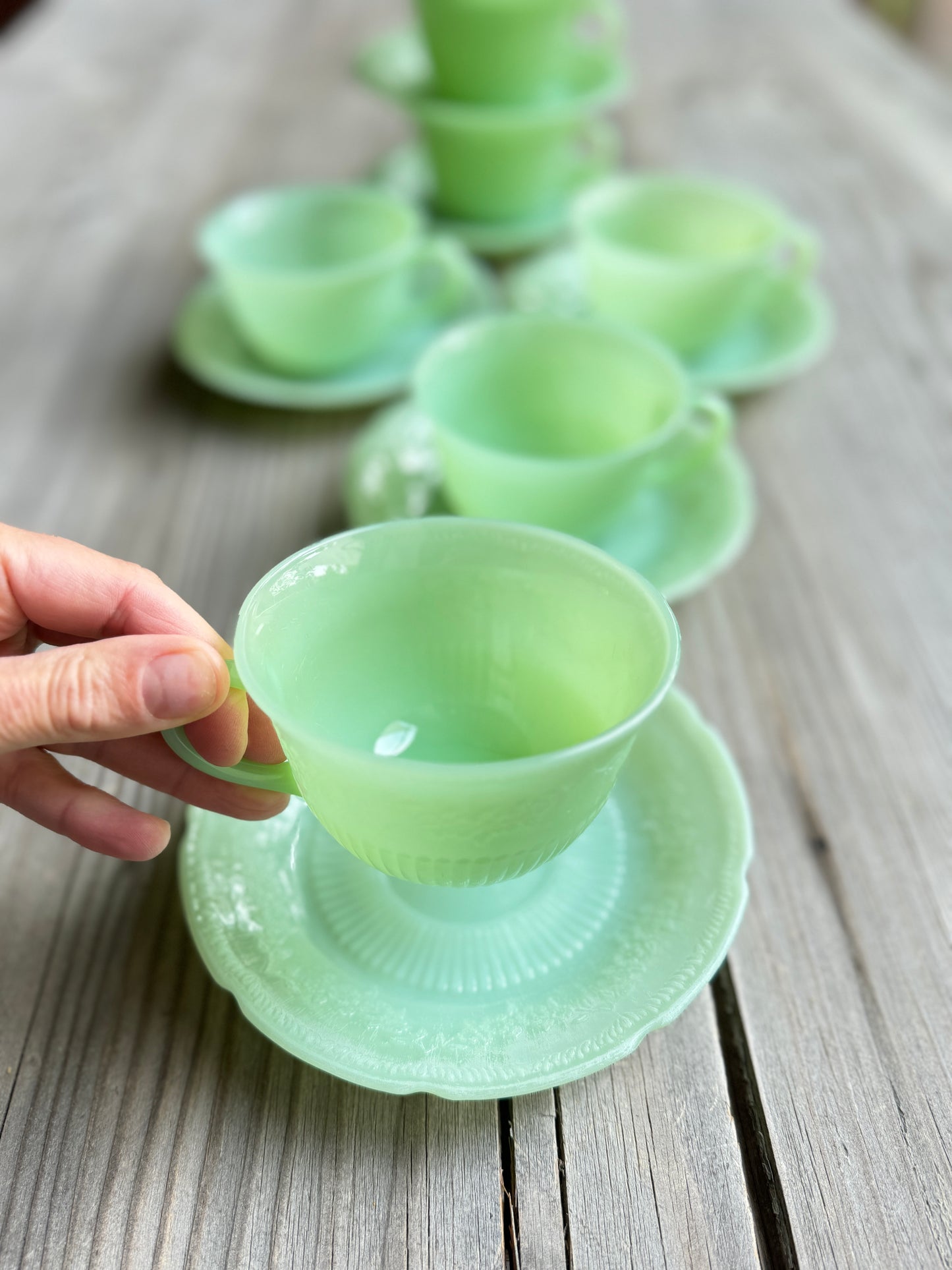 Vintage Jadeite Cups and Saucers