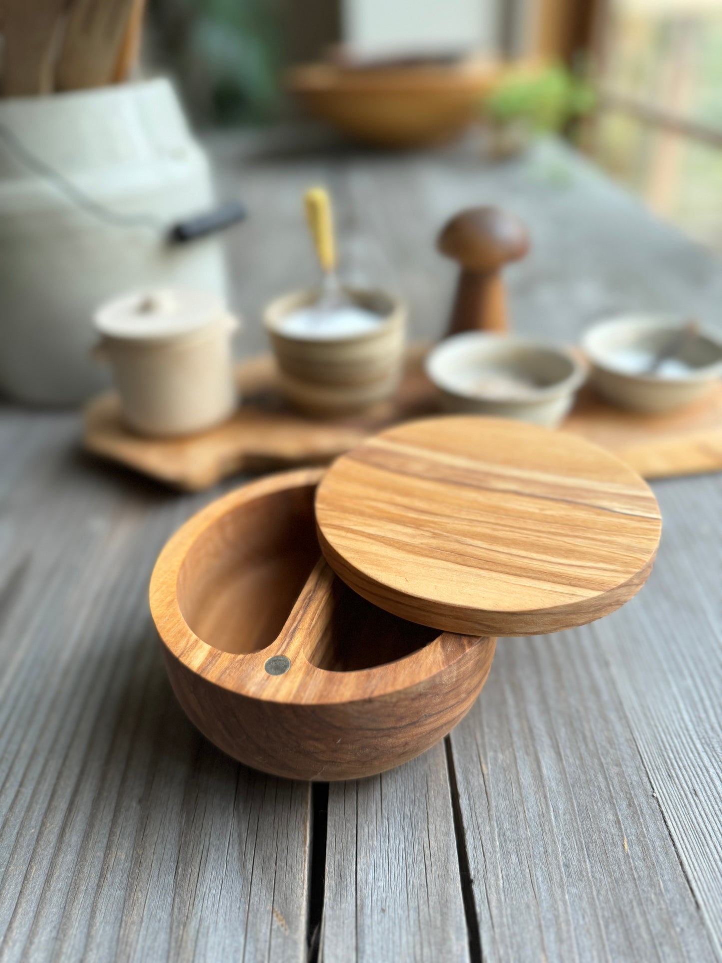 Olive Wood Salt Box