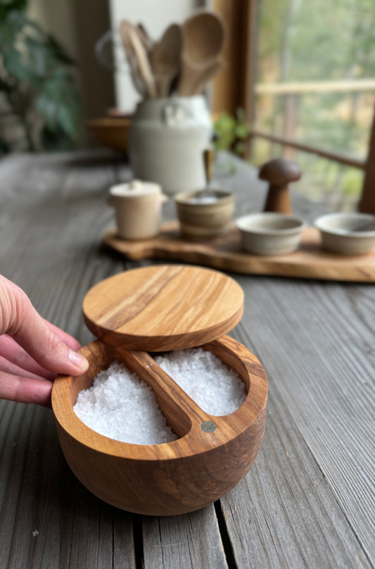 Olive Wood Salt Box