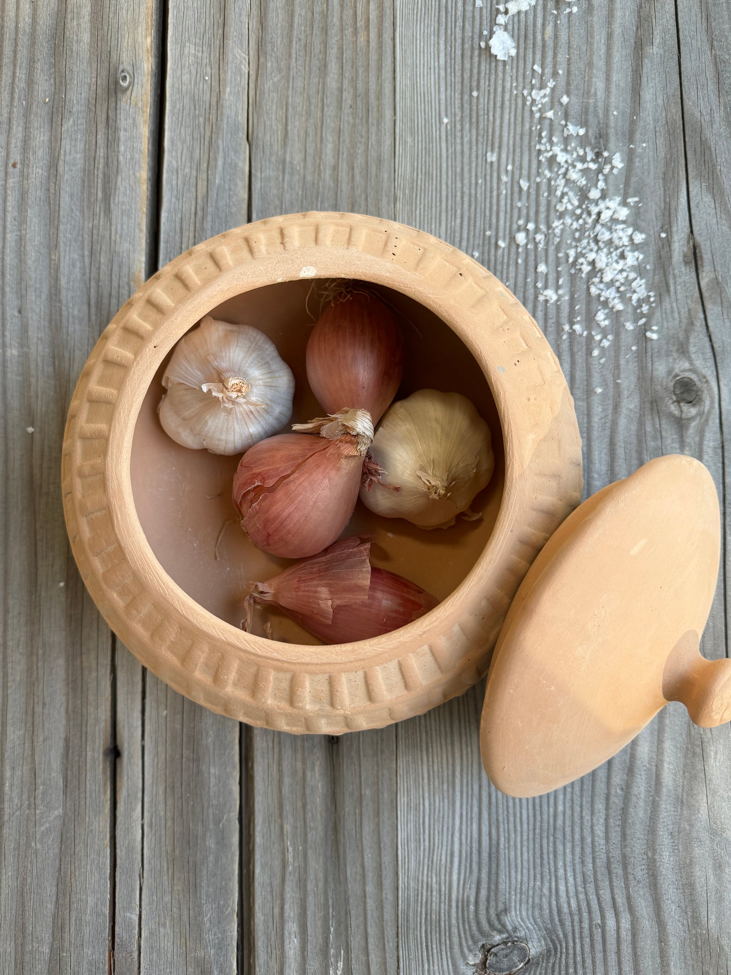 Handmade Carved Terra-Cotta Jar w/ Lid