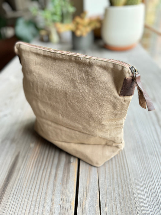 toiletry bag, canvas, cotton, zipper