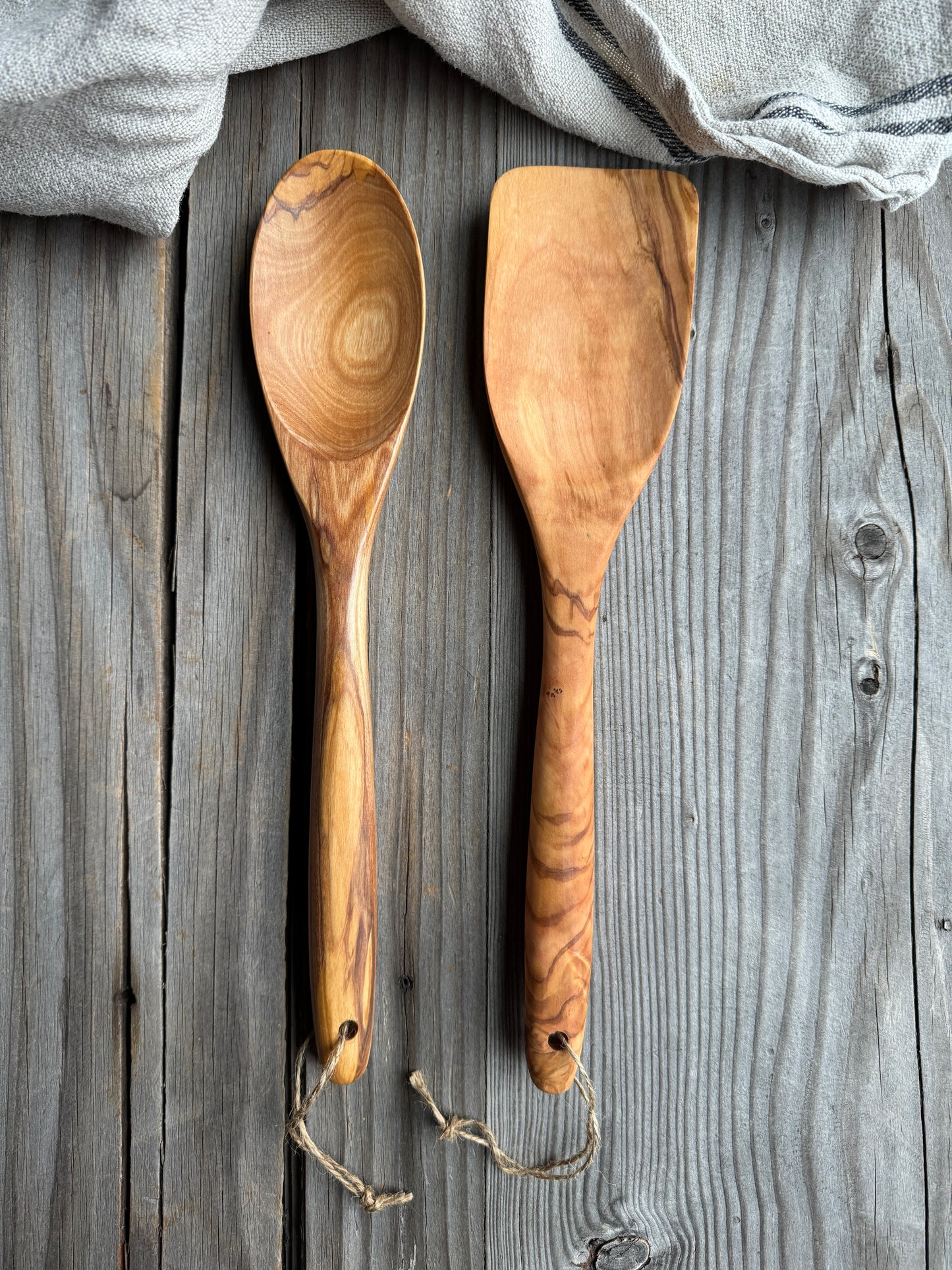 Olive Wood Spatula+Spoon Set