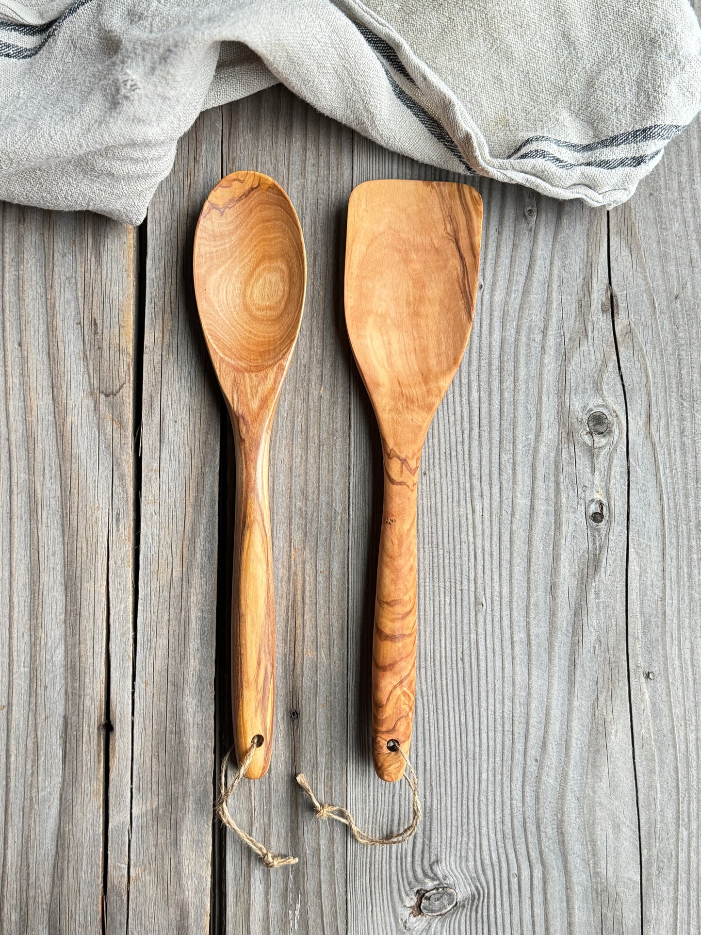 Olive Wood Spatula+Spoon Set