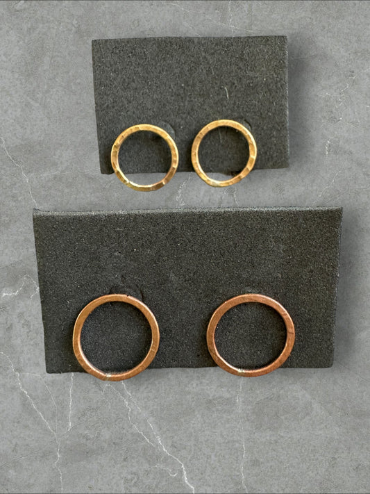 Hammered Metal Circle Earrings