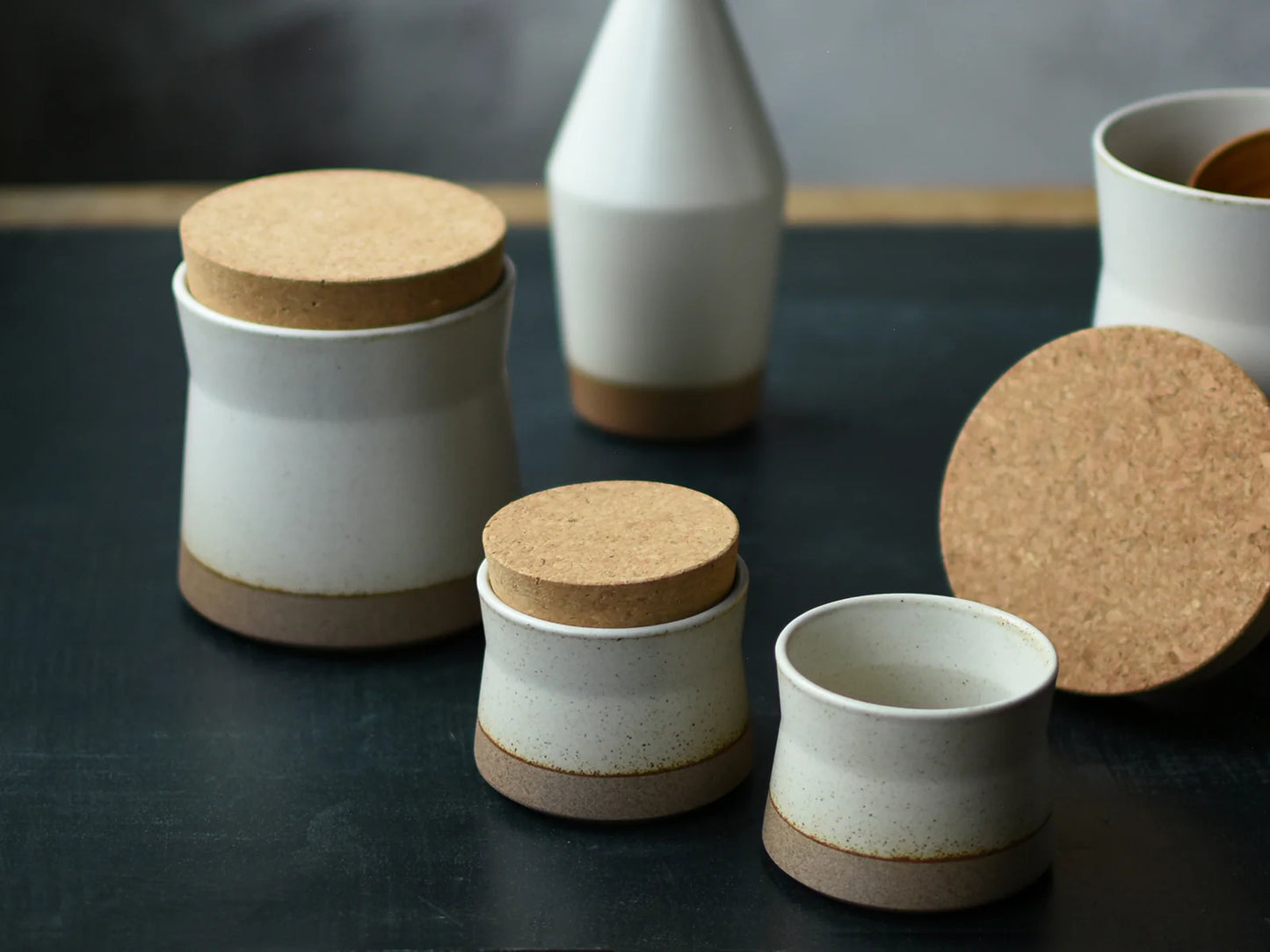 canister with cork lid