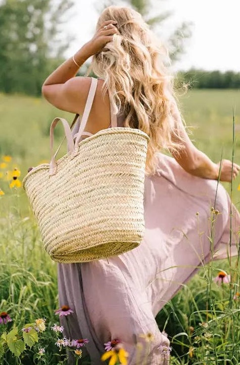 French Straw Market Basket