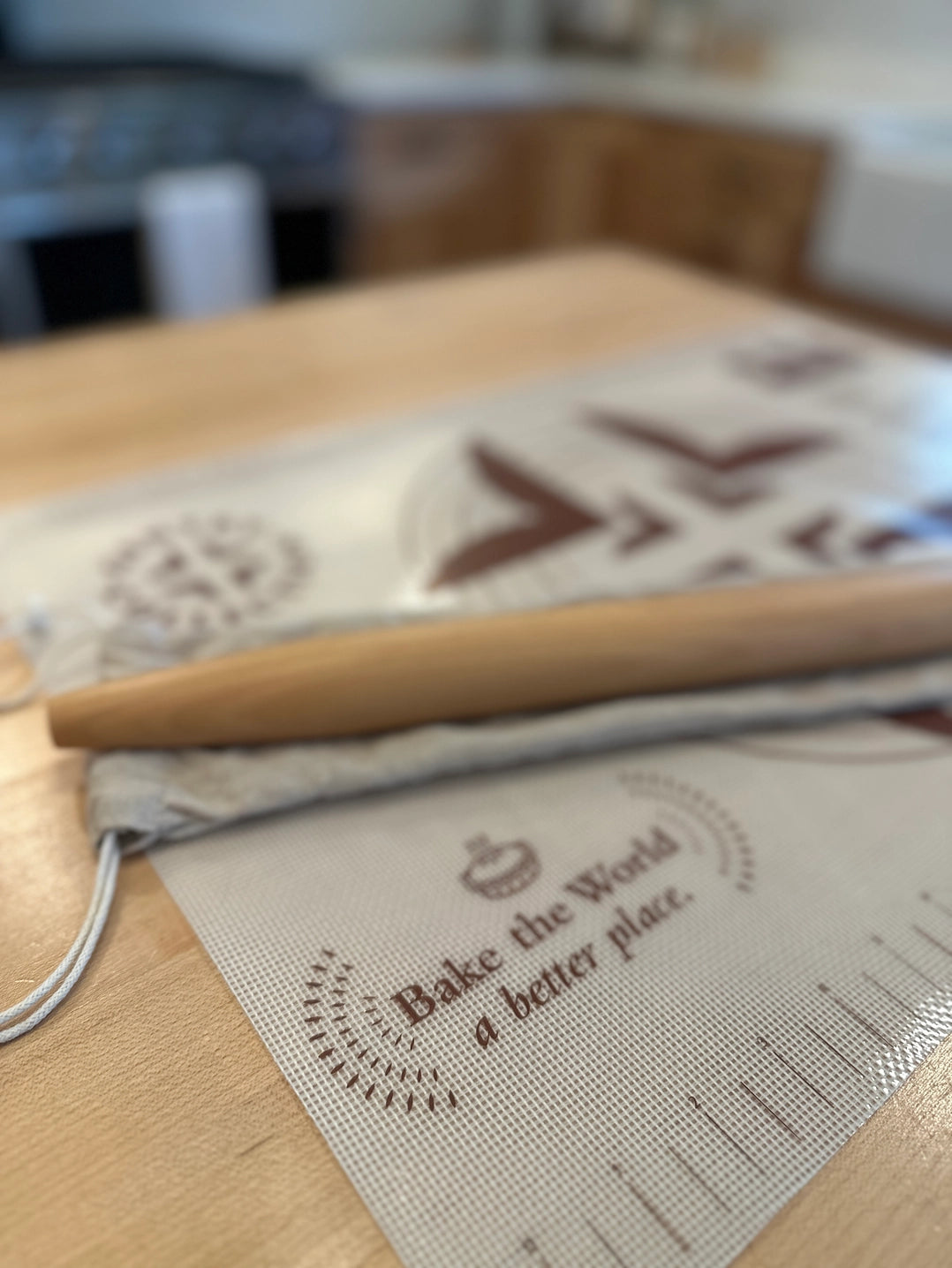 French Rolling Pin + Silicone Pastry Mat Set