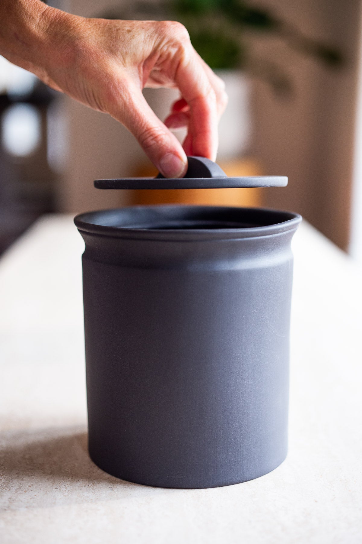 Ceramic Crock | Canister| Larder Crock | Matte Black Crock | www.bowlandpitcher.com