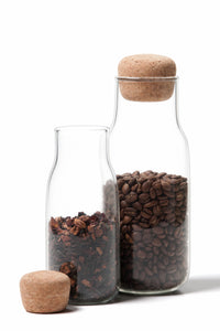 Glass Jars w/ cork lids, Glass Canisters | www.bowlandpitcher.com #glassjars #glasscanisters #cork