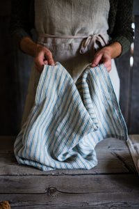 Boat stripe linen tea towel | www.bowlandpitcher.com