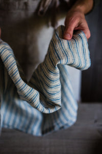 Boat stripe linen tea towel | www.bowlandpitcher.com