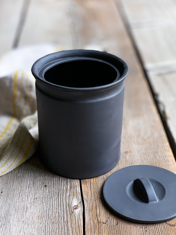 Ceramic Crock | Larder Crock | Matte Black Crock | www.bowlandpitcher.com