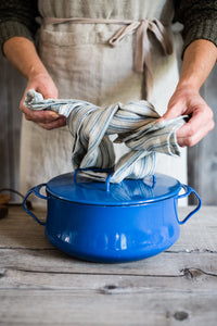 Boat stripe linen tea towel | www.bowlandpitcher.com