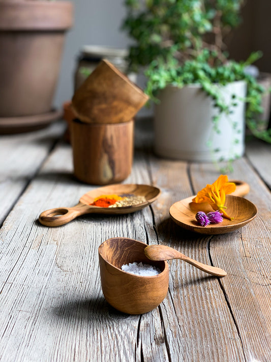 Salt Cellar, Teak wood salt cellar from Bali, #saltcellar www.bowlandpitcher.com