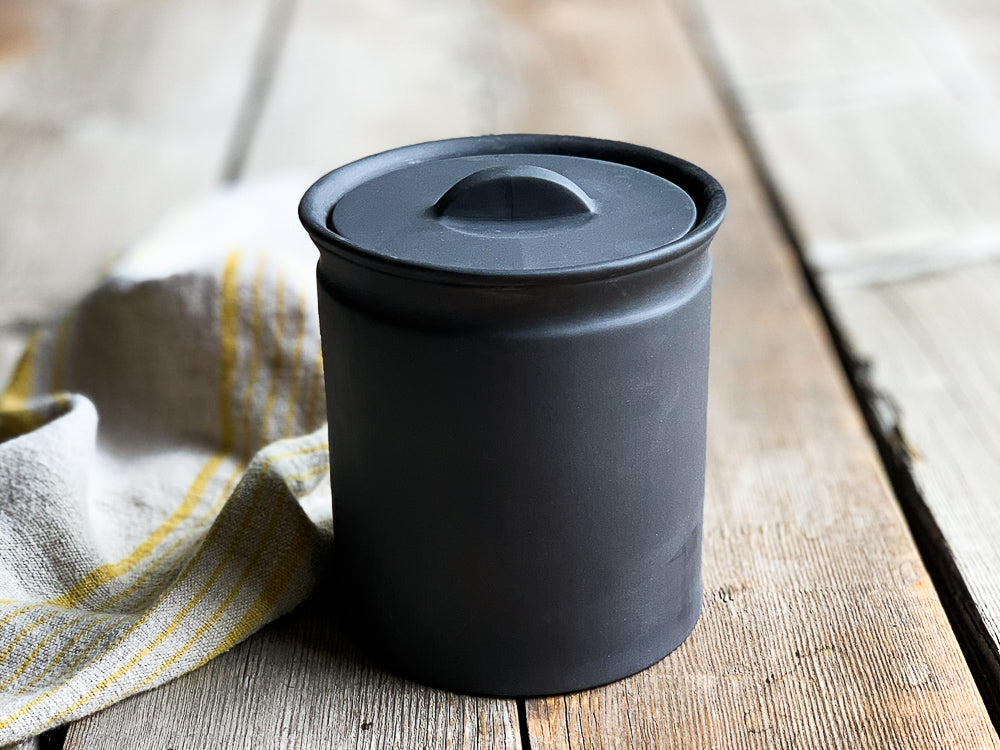 Ceramic Crock | Larder Crock | Matte Black Crock | www.bowlandpitcher.com