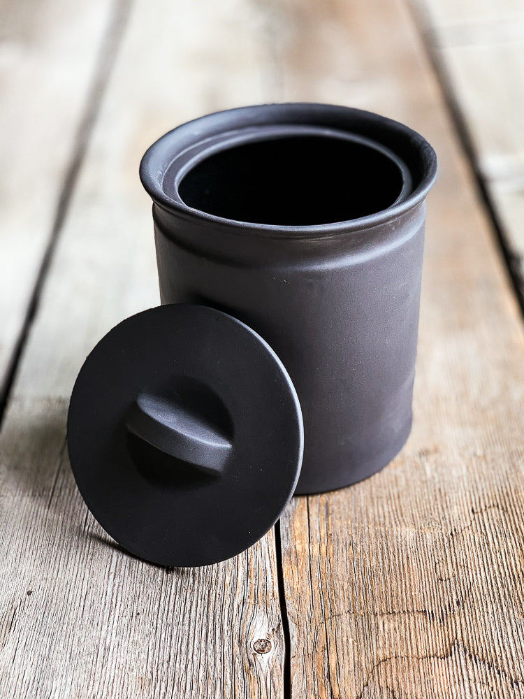 Ceramic Crock | Larder Crock | Matte Black Crock | www.bowlandpitcher.com