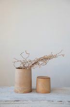 Load image into Gallery viewer, stoneware canister with cork lid, set of 2.  Matte terracotta finish

