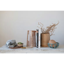 Load image into Gallery viewer, stoneware canister with cork lid, set of 2.  Matte terracotta finish

