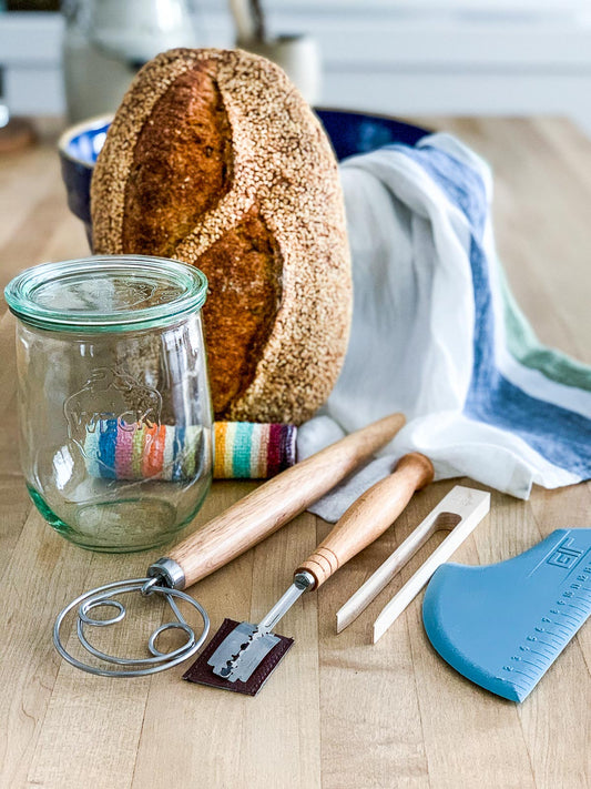 sourdough bread making kit, #Danishwhisk #breadlame #Weck #Linenteatowel #Sourdoughstarter #Bread